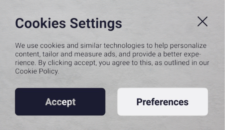 Botão de cookies ingles